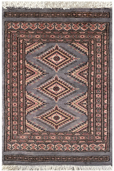 25072- Jaldar Hand-knotted/Handmade Pakistani Rug/Carpet Traditional Authentic/Size: 2'11" x 2'0"/89cm x 61cm