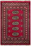 25067-Bokhara Hand-Knotted/Handmade Pakistani Rug/Carpet Tribal/Nomadic Authentic/ Size: 3'3" x 2'0"/99cm x 61cm