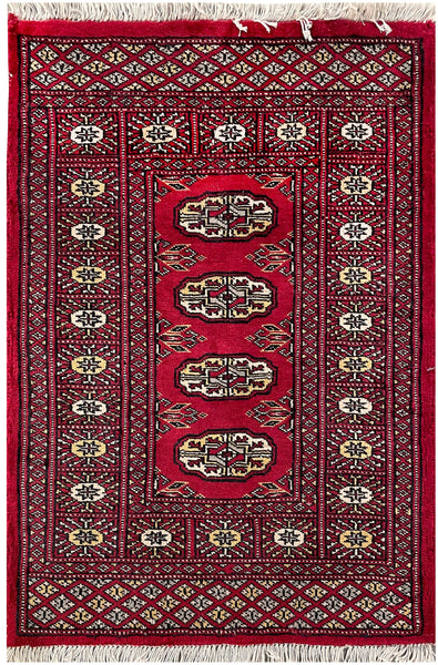 25062-Bokhara Hand-Knotted/Handmade Pakistani Rug/Carpet Tribal/Nomadic Authentic/ Size: 2'11" x 2'2"/89cm x 66cm