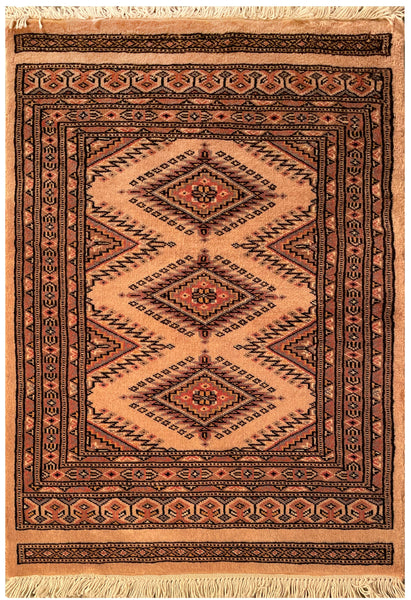 25080- Jaldar Hand-knotted/Handmade Pakistani Rug/Carpet Traditional Authentic/Size: 2'11" x 2'2"/89cm x 66cm