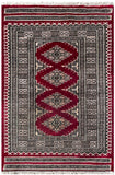 25076- Jaldar Hand-knotted/Handmade Pakistani Rug/Carpet Traditional Authentic/Size: 3'2" x 2'1"/97cm x 64cm