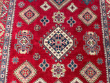 25215-Kazak Hand-Knotted/Handmade Afghan Rug/Carpet Tribal/Nomadic Authentic/ Size: 6’5” x 4’10”/96cm x 147cm
