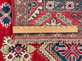 25215-Kazak Hand-Knotted/Handmade Afghan Rug/Carpet Tribal/Nomadic Authentic/ Size: 6’5” x 4’10”/96cm x 147cm