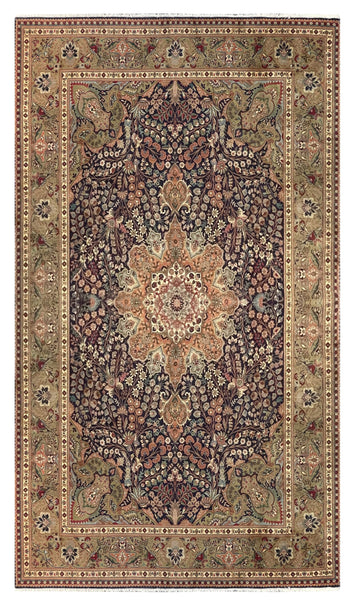13429 - Tabriz Persian Hand-knotted Authentic/Traditional Carpet/Rug Silk-made/ Size: 9'11" x 6'7"/ 302cm x 201cm