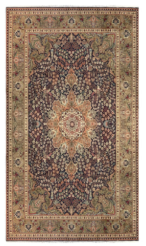 13429 - Tabriz Persian Hand-knotted Authentic/Traditional Carpet/Rug Silk-made/ Size: 9'11" x 6'7"/ 302cm x 201cm