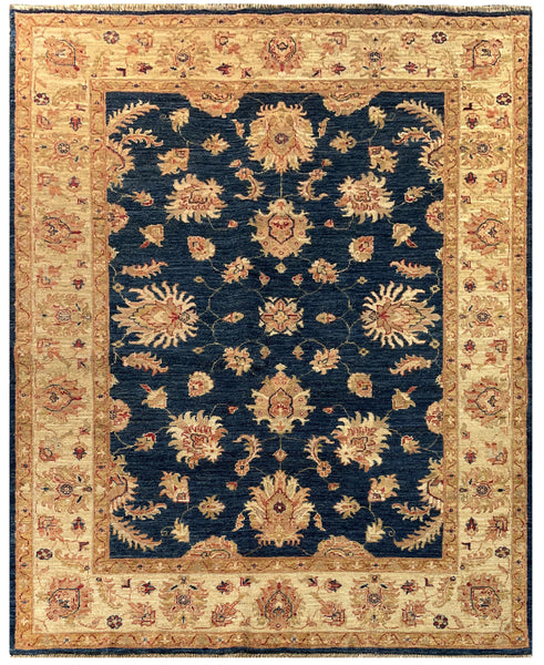 19218-Chobi Ziegler Hand-Knotted/Handmade Afghan Rug/Carpet Tribal/Nomadic Authentic/ Size: 6'6''x 5'4''/ 241cm x 201cm