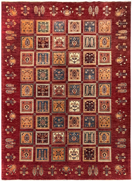 19275-Chobi Ziegler Hand-Knotted/Handmade Afghan Rug/Carpet Tribal/Nomadic Authentic 9'6" x 6'10"/ 290cm x 208cm