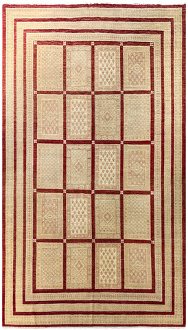 19112-Chobi Ziegler Hand-Knotted/Handmade Afghan Rug/Carpet Tribal/Nomadic Authentic/ Size: 9'5''x 6'8''/ 287cm x 211cm