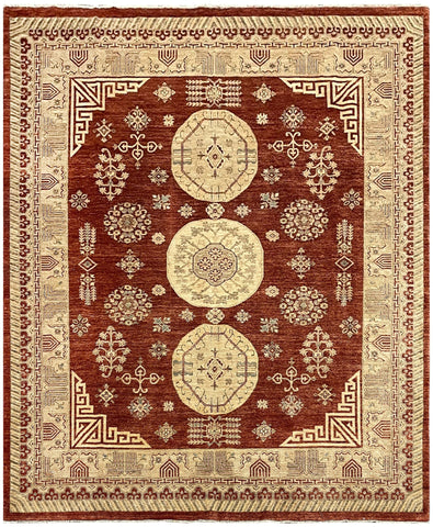 19235-Royal Chobi Ziegler Hand-Knotted/Handmade Afghan Rug/Carpet Tribal/Nomadic Authentic/ Size: 9'7''x 8'2''/ 292cm x 249cm