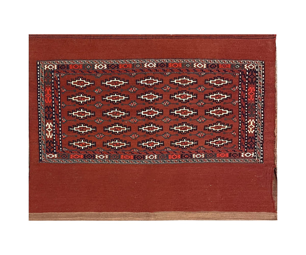 14645 - Turkoman Persian Hand-weaved Antique Authentic/Traditional Nomadic/Tribal Sumac-bag/ Size: 3'9" x 2'7"