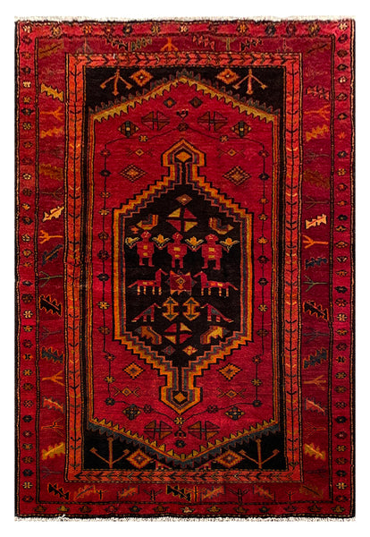 25659-Hamadan Hand-Knotted/Handmade Persian Rug/Carpet Traditional Authentic/ Size: 7'3" x 4'11"/221cm x 150cm