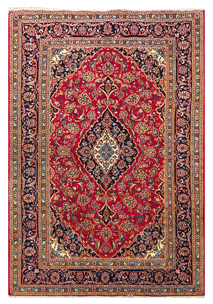 25580-Kashan Hand-Knotted/Handmade Persian Rug/Carpet Traditional/Authentic/Size: 9'9" x 6'6"/297cm x 198cm