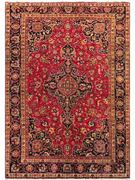 25561-Mashad Hand-Knotted/Handmade Persian Rug/Carpet Traditional Authentic/ Size: 9'4" x 6'8"/284cm x 203cm