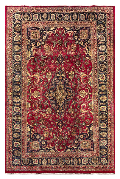 25566-Mashad Hand-Knotted/Handmade Persian Rug/Carpet Traditional Authentic/ Size: 9'10" x 6'4"/300cm x 193cm