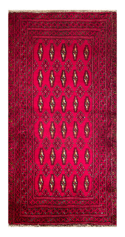 24176-Turkmen Hand-Knotted/Handmade Persian Rug/Carpet Traditional/Authentic/ Size: 3'10" x 2'0"