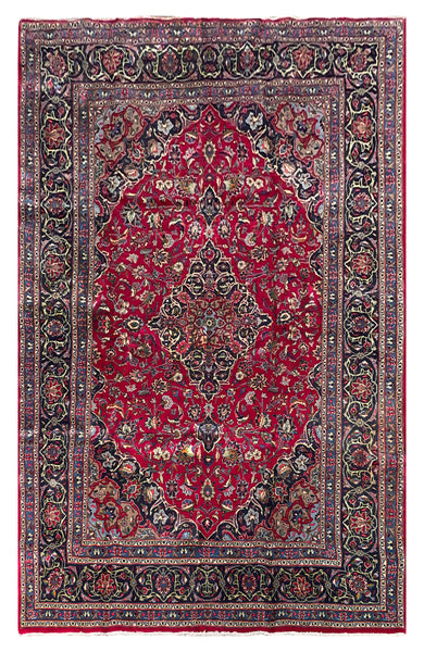 25757-Mashad Hand-Knotted/Handmade Persian Rug/Carpet Traditional Authentic/ Size: 10'1" x 6'4"/307cm x 193cm