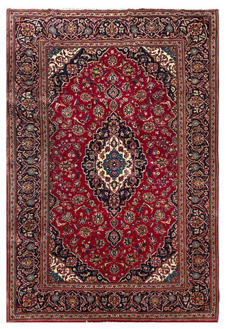 25761-Kashan Hand-Knotted/Handmade Persian Rug/Carpet Traditional/Authentic/Size: 9'9" x 6'6"/297cm x 198cm