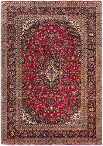 25748-Kashan Hand-Knotted/Handmade Persian Rug/Carpet Traditional/Authentic/Size: 9'9" x 6'6"/297cm x 198cm