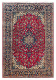 25755- Isfahan Persian Hand-Knotted Authentic/Traditional Carpet/wool pile/cotton base/Rug / Size: 9'6" x 6'6"/290cm x 198cm