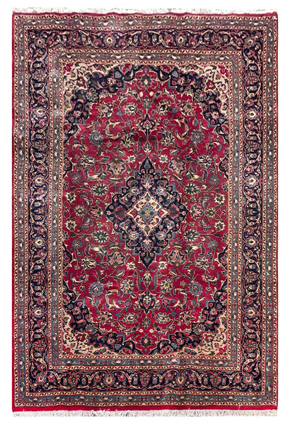 25756-Mashad Hand-Knotted/Handmade Persian Rug/Carpet Traditional Authentic/ Size: 9'10" x 6'6"/300cm x 198cm