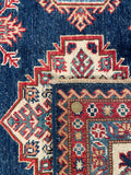 25845-Royal Kazak Hand-Knotted/Handmade Afghan Rug/Carpet Tribal/Nomadic Authentic/ Size: 9'5" x 6'9"/287cm x 206cm