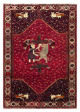 26082- Shiraz Hand-Knotted/Handmade Persian Rug/Carpet Tribal/Nomadic Authentic/ Size: 9'9" x 7'1"/297cm x 216cm