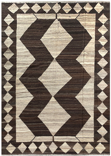 26001- Kelim Hand-Woven/Flat Weaved/Handmade Afghan /Carpet Tribal/Nomadic Authentic/Size: 9'9" x 6'9"/297cm x 206cm