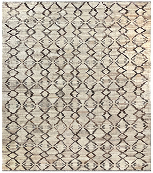 25997- Kelim Hand-Woven/Flat Weaved/Handmade Afghan /Carpet Tribal/Nomadic Authentic/Size: 9'10" x 8'9"/300cm x 267cm