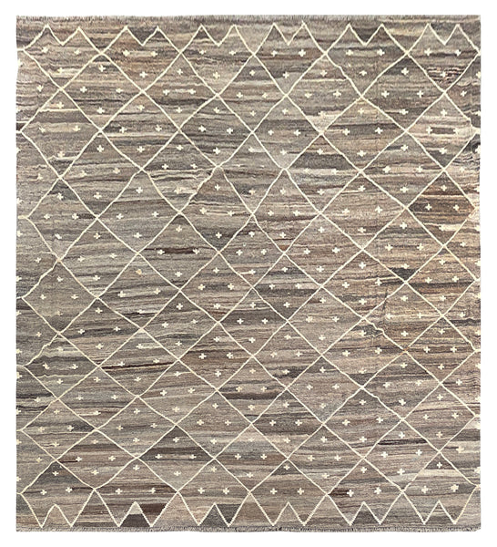 26000- Kelim Hand-Woven/Flat Weaved/Handmade Afghan /Carpet Tribal/Nomadic Authentic/Size: 9'4" x 8'6"/284cm x 259cm