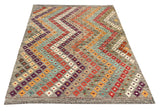25928- Kelim Hand-Woven/Flat Weaved/Handmade Afghan /Carpet Tribal/Nomadic Authentic/Size: 5'10" x 4'3"