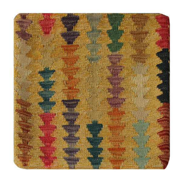 23276 - Kelim Hand-Woven/Flat Weaved/Handmade Afghan Kelim Pillow Cover/Carpet Tribal/Nomadic Authentic/Size: 1'8" x 1'8"