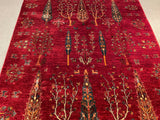 24911-Chobi Ziegler Hand-knotted/Handmade Afghan Rug/Carpet Traditional Authentic / Size: 9'9" x 6'9"/297cm x 206cm