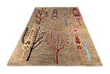 24928-Chobi Ziegler Hand-knotted/Handmade Afghan Rug/Carpet Traditional Authentic / Size: 9'9" x 6'10"/298cm x 208cm
