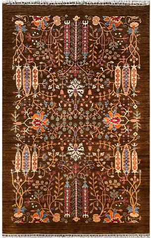 24919-Chobi Ziegler Hand-knotted/Handmade Afghan Rug/Carpet Traditional Authentic / Size: 10'1" x 6'8"/307cm x 203cm