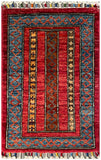 24943-Chobi Ziegler Hand-knotted/Handmade Afghan Rug/Carpet Traditional Authentic / Size: 2'0" x 1'3"/61cm x 38cm