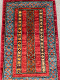 24943-Chobi Ziegler Hand-knotted/Handmade Afghan Rug/Carpet Traditional Authentic / Size: 2'0" x 1'3"/61cm x 38cm