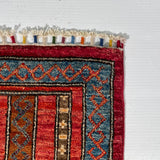 24943-Chobi Ziegler Hand-knotted/Handmade Afghan Rug/Carpet Traditional Authentic / Size: 2'0" x 1'3"/61cm x 38cm