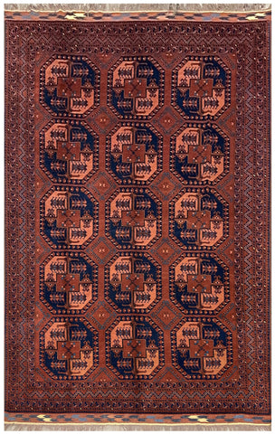 18053- Khal Mohammad Afghan Hand-Knotted Authentic/Traditional/Carpet/Rug Size: 9'6" x 7'5"