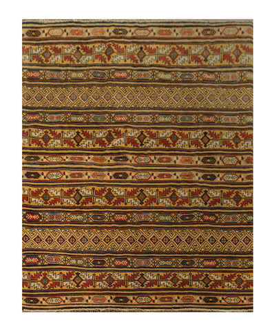 22747 - Kazak Afghan Hand-knotted Contemporary/Nomadic/Tribal Carpet/Rug/Size: 6'3" x 4'11"