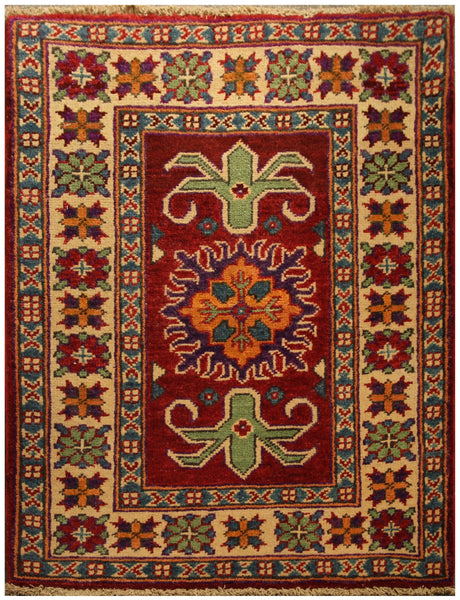 22789 - Kazak Afghan Hand-knotted Contemporary/Nomadic/Tribal Carpet/Rug/Size: 3'1" x 1'11"
