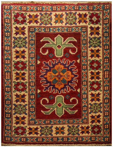 22789 - Kazak Afghan Hand-knotted Contemporary/Nomadic/Tribal Carpet/Rug/Size: 3'1" x 1'11"