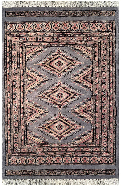 25084- Jaldar Hand-knotted/Handmade Pakistani Rug/Carpet Traditional Authentic/Size: 3'2" x 2'0"/97cm x 61cm