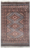25097- Jaldar Hand-knotted/Handmade Pakistani Rug/Carpet Traditional Authentic/Size: 3'4" x 2'1"/102cm x 64cm