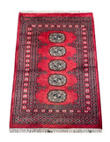 25058-Bokhara Hand-Knotted/Handmade Pakistani Rug/Carpet Tribal/Nomadic Authentic/ Size: 3'0" x 2'2"/91cm x 66cm