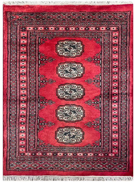 25058-Bokhara Hand-Knotted/Handmade Pakistani Rug/Carpet Tribal/Nomadic Authentic/ Size: 3'0" x 2'2"/91cm x 66cm