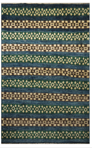 21731-Chobi Ziegler Hand-knotted/Handmade Afghan Rug/Carpet Traditional Authentic/Size: 7'0" x 5'0"/ 213cm x 152cm