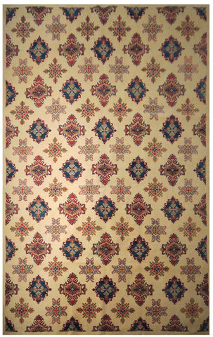 21521-Kazak Handmade/Hand-Knotted Afghan Rug/Carpet Tribal/Nomadic Authentic/ Size: 9'11" x 6'4"/ 302cm x 193cm