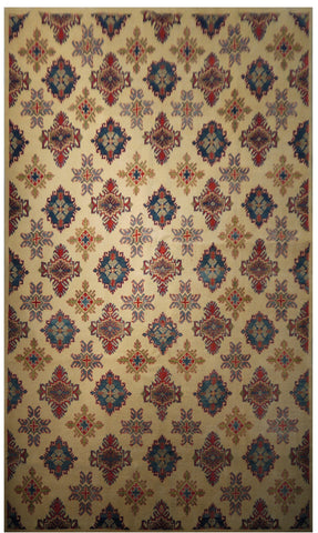 21523-Kazak Handmade/Hand-Knotted Afghan Rug/Carpet Tribal/Nomadic Authentic/ Size: 9'7" x 6'6"/ 292cm x 198cm