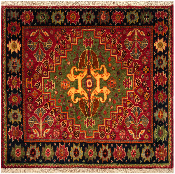 23853-Ghashgai Hand-Knotted/Handmade Persian Rug/Carpet/ Tribal/ Nomadic/Authentic/ Size: 2'1" x 2'2"