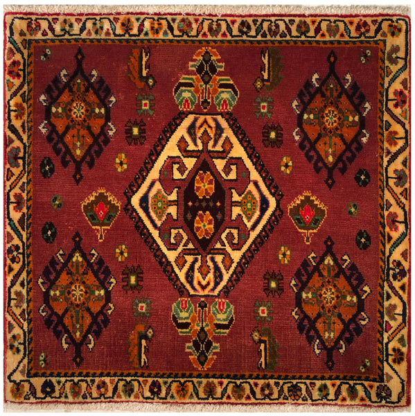 23852-Ghashgai Hand-Knotted/Handmade Persian Rug/Carpet / Tribal/ Nomadic/Authentic/ Size: 2'2" x 2'3"